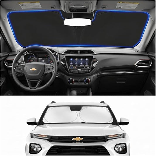 Custom Fit Windshield Sun Shade for Chevy Chevrolet Trailblazer 2021-2026 | Custom Fit Windshield Cover, Blocks UV Rays, Double-Layer Heat Shield, Durable Frame, Easy Fold & Storage