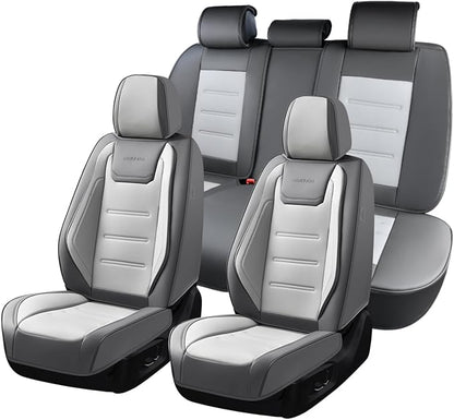 Coverado Car Seat Covers Full Set, Seat Covers for Cars, Front Seat Covers and Back Seat Cover Waterproof Leather Automotive Seat Cover, Universal Car Interior Protectors Cushion for Most Cars