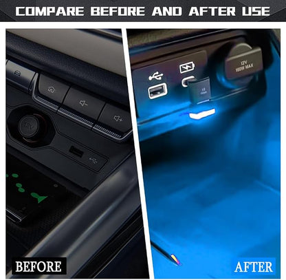 deemars 4PCS USB LED Car Interior Atmosphere Lamp, Car Night Lights, Mini USB LED Decoration Light Ambient Interior Light, Car Accessories Plug-in Interface Ambient Lighting Kit for Most Cars