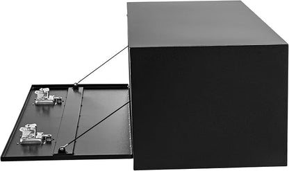 Black Steel Underbody Truck Box, Pickup Storage Box, Heavy Duty Diamond Plate Tool Box with Lock and Keys, Waterproof Trailer Storage Box (48" x 13" x 16"-Black)