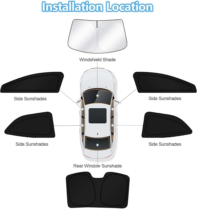 KUST Car Window Shades for 2020-2025 2026 Toyota Corolla Hatchback Accessories Windshield Sun Shade Side Rear Window Covers Sunshade Privacy Protection for Camping Blackout UV Block Full Set 6PCS