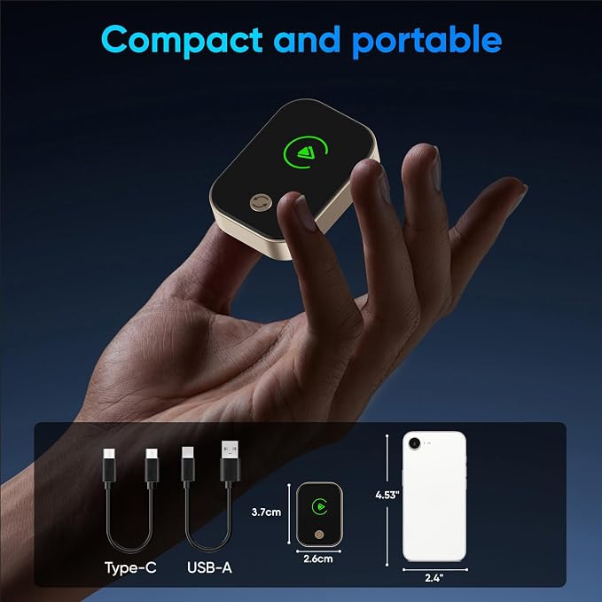 2026 Wireless Carplay Adapter for iPhone,Convert Wired to Wireless with One Click Multi Device Switch,Auto-Connect,No Delay for Cars 2018+ with Built-in Carplay