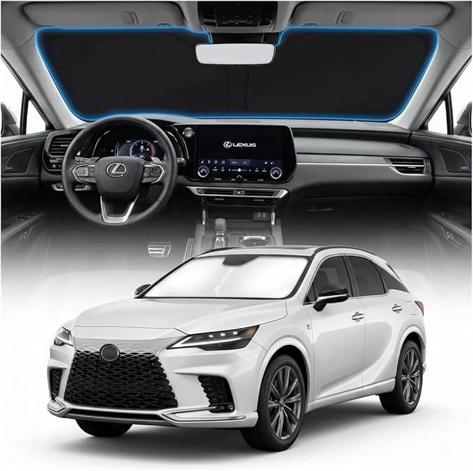 for Lexus RX 350 450h Sun Shade Windshield Cover - Custom Fit RX Accessories 2023-2025 2026 Sunshade Foldable UV Protection & Heat Shield Sun Visor Accessories
