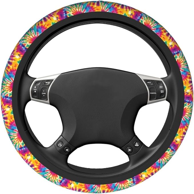 Tie Dye Steering Wheel Covers Non Slip Neoprene Universal 15 Inch Steering Wheel Protector Car Cover for Men Women