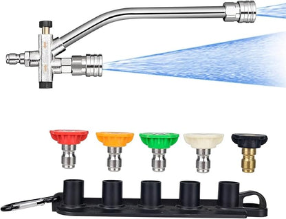 BEAR FORCE Foam Cannon Dual-Connector Accessory, Pressure Washer Double Tip Attachment for Soap Cannon, 5 Pressure Washer Sprayer Nozzles #035, 1/4" Quick Connect, for Car Wash, Car Detailing