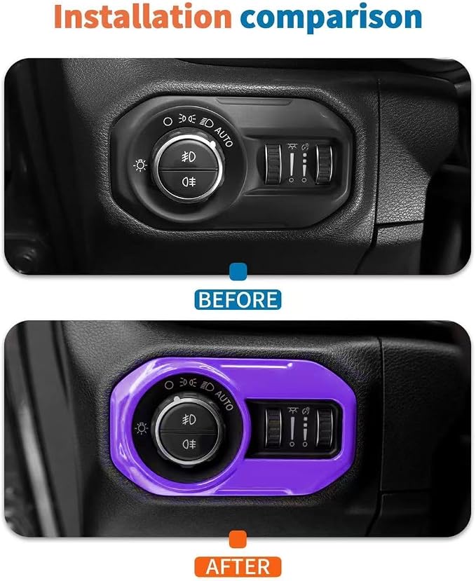 JeCar 11pcs Purple Interior Accessories Trim Kit for 2024 2025+ Jeep Wrangler JL JLU & Gladiator JT - Dashboard Decoration Upgrade