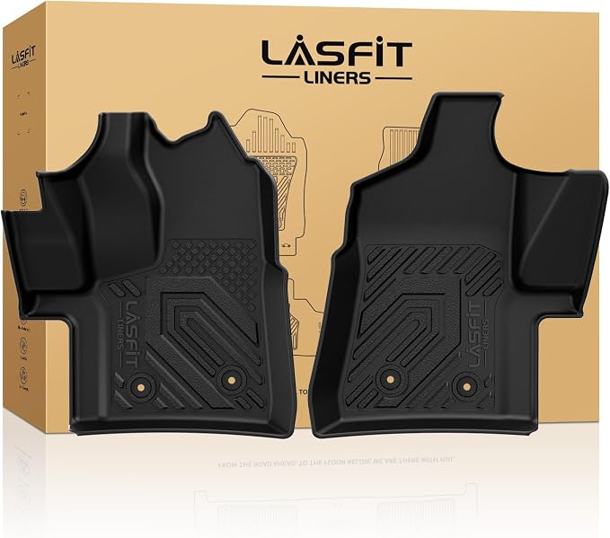LASFIT Floor Mats for Ford Transit 2022-2026 Vinyl Floor w/Posts Only, Transit 150/250/350/350HD All Weather TPE Protector, Full Coverage Floor Liners for Transit-150 250 350 350HD Accessories