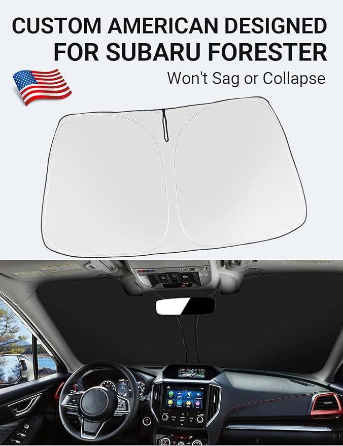 Proadsy 2026 Upgrade Front Windshield Sun Shade Foldable Sunshade Protector Custom Fit 2019-2024 Forester Crossover Base Premium Sport Limited Accessories