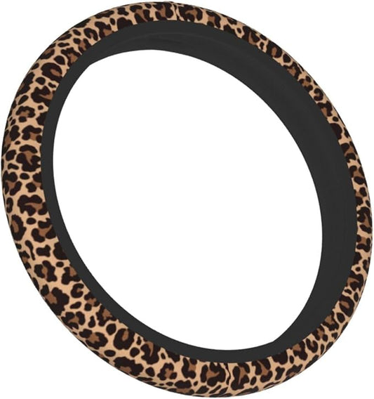 Leopard Steering Wheel Cover, Cheetah Universal Car Steering Wheel Covers for Women & Men, 15 Inch Anti-Slip Neoprene Stretchy Car Accessories Case for Vehicle Truck SUV