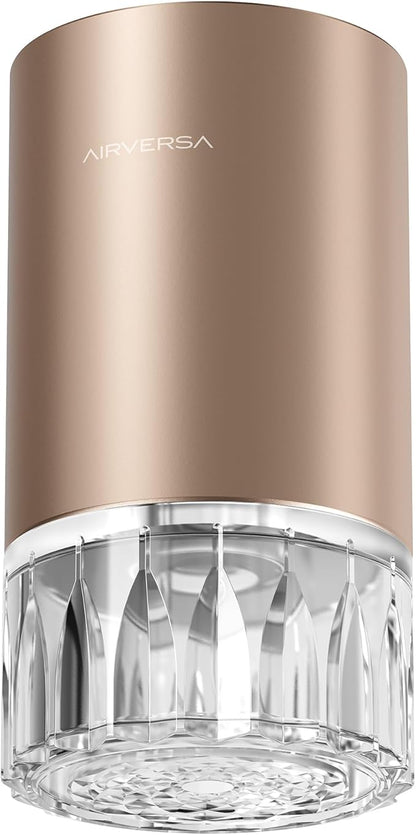Airversa Waterless Essential Oil Diffuser for Home Room Desk Car Air Freshener Diffuser, Up to 600 sq ft, Battery Operated, Mist Level and Timer Settings, 100mL Capacity, Cold Air, RD1 Titanium