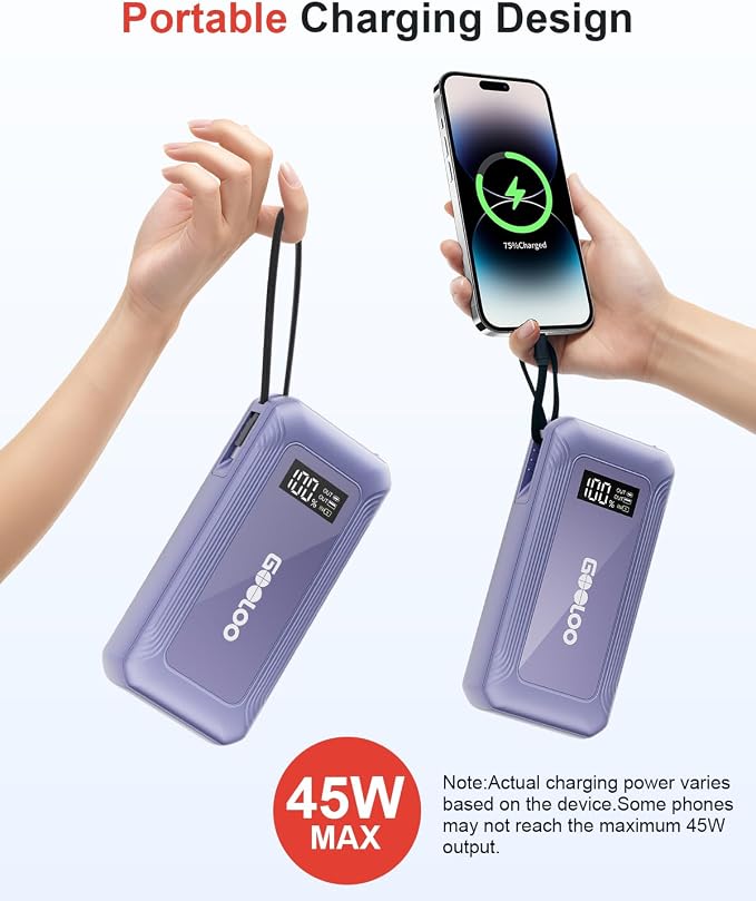 GOOLOO G7 3000A Jump Starter with Built-in Cable,Portable Power Pack for 45W Fast Charging,12V SuperSafe Lithium Jump Box, Battery Booster Pack Up to 8.5L Gas or 6.0L Diesel Engine