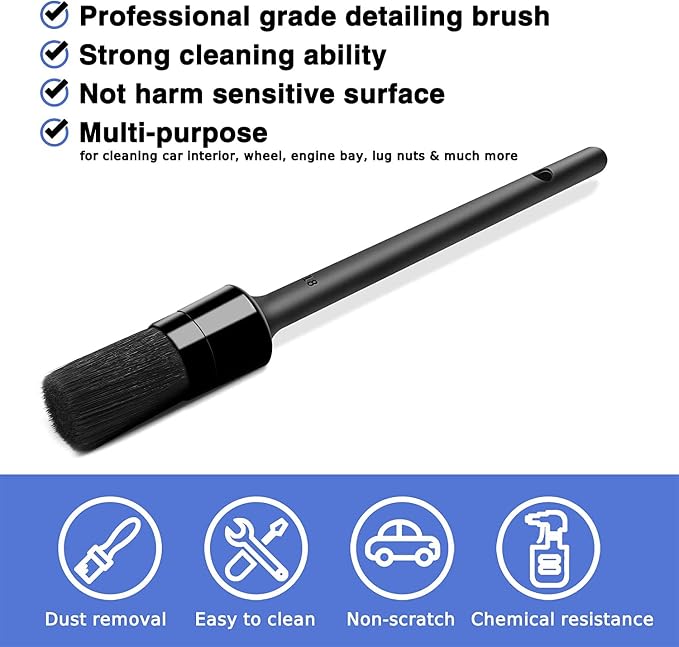 HMPLL 10pcs Detailing Brush Set, Multi-Purpose Car Detailing Brushes for Cleaning Car Interior, Exterior, Engine, Leather, Including 5 car Cleaning Brush, 3 Wire Brush, 2 Air Vent Brush,Black