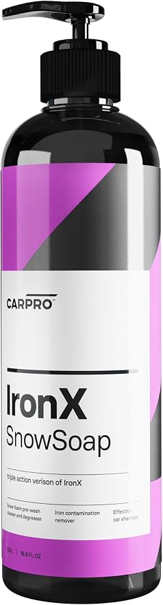 CARPRO IronX Snow Soap - Car Wash Pre-Wash Cleaner and Degreaser on Paint, Glass, Wheels, Headlights, Plastic Trim - Remove Old Wax & Brake Dust - 500mL (17oz)