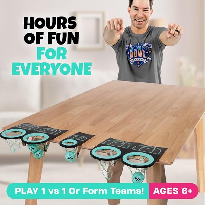 Dude Perfect Sticky Tic Tac Toe & Tabletop Roll Set | Indoor & Outdoor Games, Perfect Fun for Family Game Night & Parties, Birthday for Children, Kids & Adults | Ages 4+ & 6+ (Single)