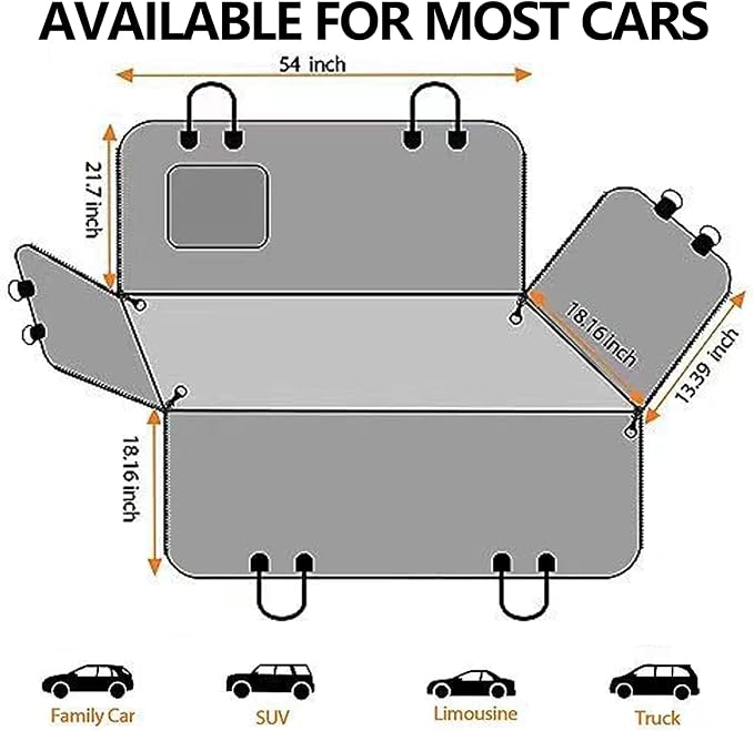 Dog Car Seat Cover for Pets Waterproof Seat Cover Hammock Scratch Proof Nonslip Back Seat Pet Bed Mat for Travel Durable Soft Back Seat Covers for Cars Trucks and SUVs (23.5 x 51 inch)
