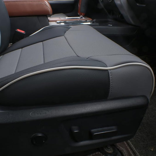 EKR Custom Fit Tacoma Car Seat Covers for Toyota Tacoma 2024 2025 2026 Xtra Cab SR -Full Set,Faux Leather(Black/Gray)
