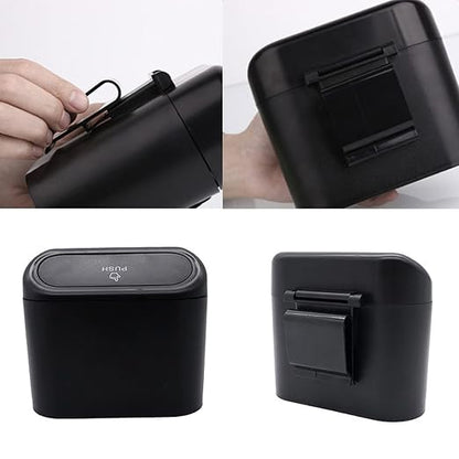 Car Trash Can Bin with Lid - 3 Packs Universal Vehicle Mini Leakproof Garbage Can Bin with 60pcs Trash Bags Can Organizer Storage for Front Back Seat Accessories for Auto Office Bedroom Home(Black)