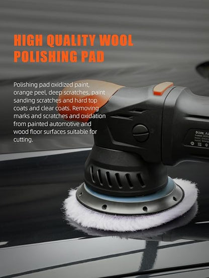 Wool Polishing Pads, SPTA 2Pcs 5Inch (125mm) Wool Cutting Pad, Purple Wool Buffing and Polishing Pad Set, Wool Buffing Wheel for Heavy Cut for 5Inch (125mm) Car Polisher Polishing, Buffing and Cutting