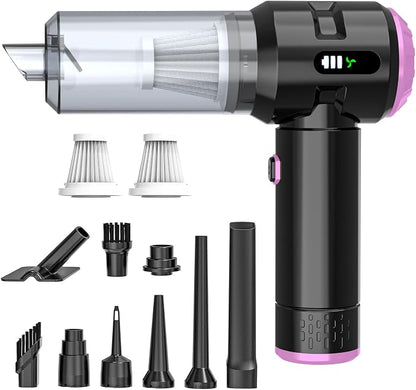 Sycoodeal Handheld Car Vacuum Cleaner, 25000PA Strong Cyclonic Suction Portable Mini Vacuum Cordless with Digital Display Lightweight Handheld for Pet Hair, Car, Home, Office, Kitchen (Purple)