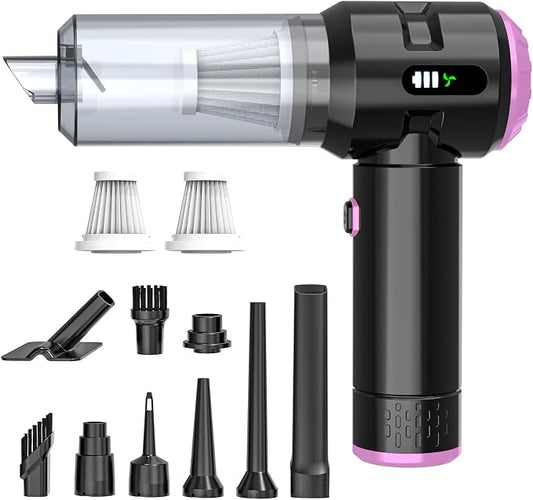 Sycoodeal Handheld Car Vacuum Cleaner, 25000PA Strong Cyclonic Suction Portable Mini Vacuum Cordless with Digital Display Lightweight Handheld for Pet Hair, Car, Home, Office, Kitchen (Purple)