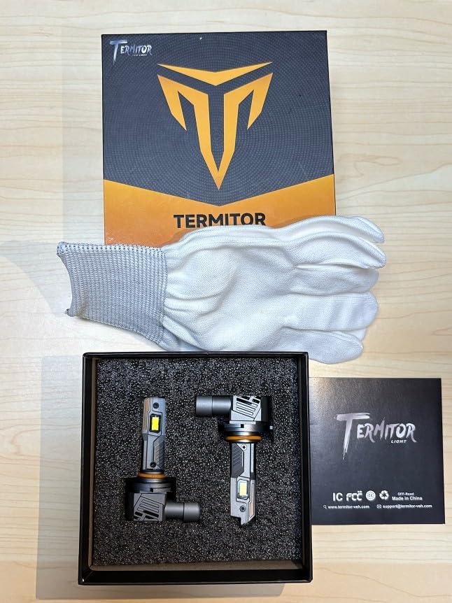 Termitor 9005/HB3 Light Bulbs, 50,000LM 12X Super Brightness, 1:1 Mini Size with Cooling Fan, 6500K Cool White, IP68, Plug and Play, 95%+ Vehicle Adaptability, 9005 Fog Off-Road Light Bulbs, Pack of 2