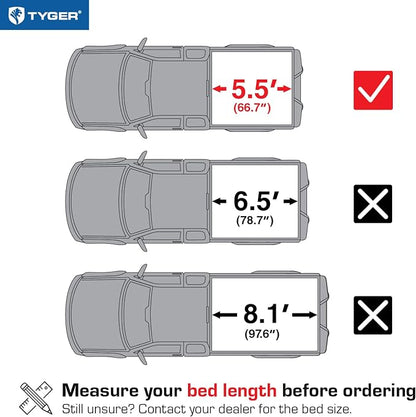 Tyger Auto T1 Soft Roll Up Truck Bed Tonneau Cover Compatible with 2007-2013 Toyota Tundra | Fleetside 5.5' Bed (66") | TG-BC1T9038 , Black