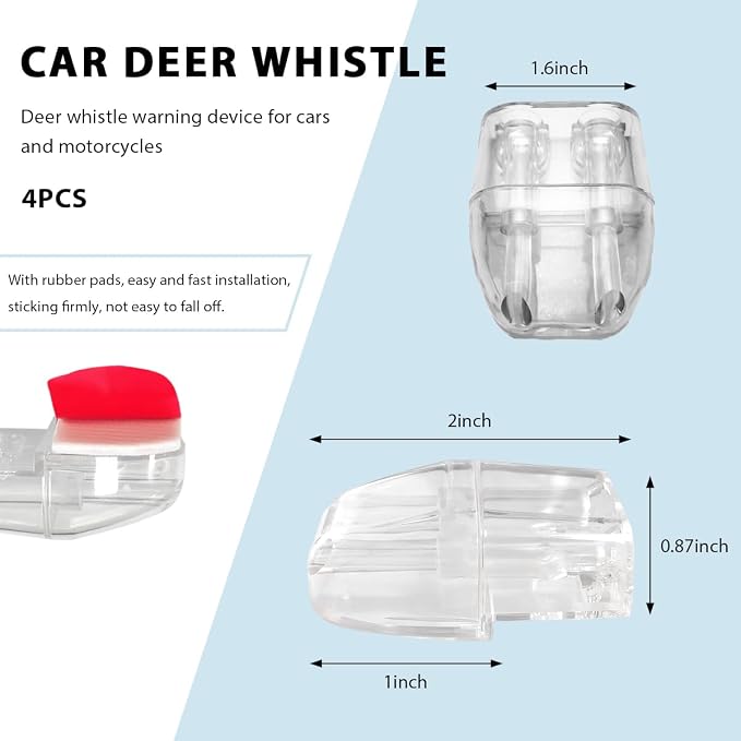 4 PCS Deer Whistles for Car, Dual Construction Deer Warning Device with Waterproof Adhesive Tapes, Animal Alert Horn Avoids Collisions Suitable for Cars Trucks Motorcycles (White)