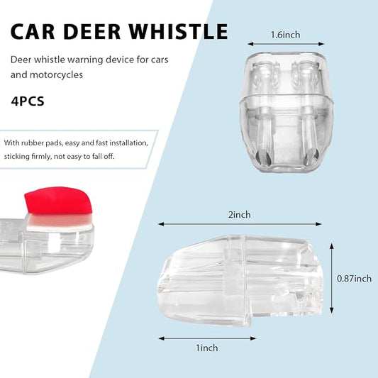 4 PCS Deer Whistles for Car, Dual Construction Deer Warning Device with Waterproof Adhesive Tapes, Animal Alert Horn Avoids Collisions Suitable for Cars Trucks Motorcycles (White)