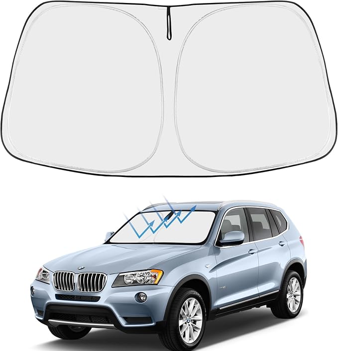 Proadsy 2026 Upgrade Front Windshield Sun Shade Foldable Sunshade Protector Custom Fit 2011-2017 BMW X3 Base xDrive28i xDrive35i M Sport SUV Accessories