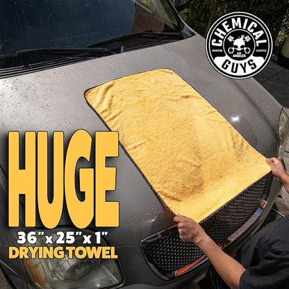 Chemical Guys Large Microfiber Drying Towel for Cars Trucks SUVs RVs and Motorcycles, Large 36 x 25 Inch Yellow Absorbent Exterior Drying Towel