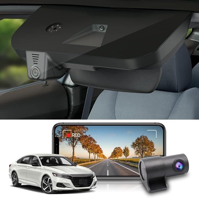 Fitcamx Front 2K+Rear 1080P Dash Cam Adapts for Honda Accord 2018-2022 Hybrid (Model A), Integrated OEM Look, Dual HD Video, WiFi & APP, Loop Recording, Gravity Sensor, Easy to Set, 64GB Card