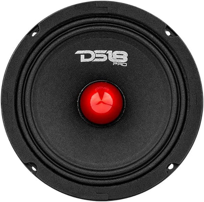 DS18 PRO-GM6.4B Loudspeaker - 6.5", Midrange, Red Aluminum Bullet, 480W Max, 140W RMS, 4 Ohms - Premium Quality Audio Door Speakers for Car or Truck Stereo Sound System (1 Speaker)