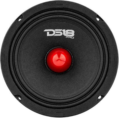 DS18 PRO-GM8.4B Loudspeaker - 8", Midrange, Red Aluminum Bullet, 580W Max, 4 Ohms,1.5" Kapton VC, Premium Quality Audio Door Speakers for Car or Truck Stereo Sound System (1 Speaker)