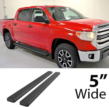 APS Running Boards 5 inches Matte Black Compatible with Toyota Tundra 2007-2021 CrewMax Stainless Steel (Nerf Bars Side Steps Side Bars)