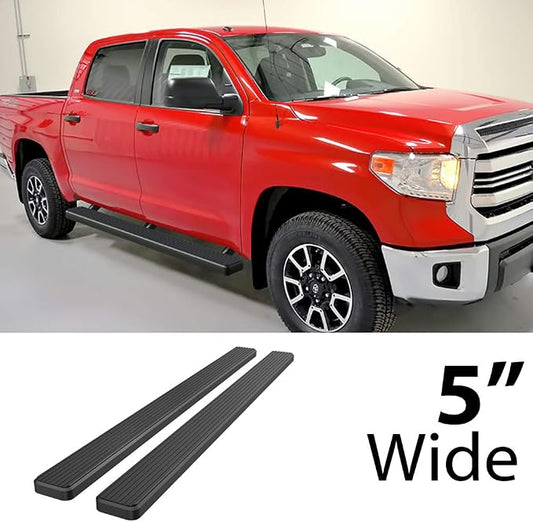 APS Running Boards 5 inches Matte Black Compatible with Toyota Tundra 2007-2021 CrewMax Stainless Steel (Nerf Bars Side Steps Side Bars)