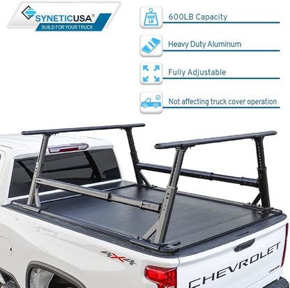 Syneticusa MR Retractable Truck Bed Cover with R1 Rack for Ford F-150 2004–2026 | 6’7” (78.9”) Bed | Aluminum Hard Retractable Tonneau Cover | One-Person Installable | Waterproof, Low-Profile