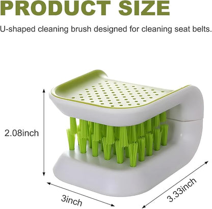 KVAEY Car Seat Belt Cleaning Brush, U-Shaped Auto Interior Washing Brush with Double-Sided Bristles, Closeable Safety Belt Bristle Scrubber Cutlery Cleaner Brush for Car Home (1 PCS)