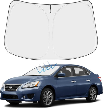 Proadsy 2026 Upgrade Front Windshield Sun Shade Foldable Sunshde Protector Custom Fit 2013-2019 Nissan Sentra S, SV, SR, Sedan Accessories