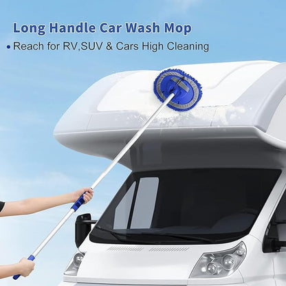 Wontolf 62'' Car Wash Brush with Long Handle, Scratch-Free Soft Bristles Sturdy Car Wash Mop Kit, Complete Car Cleaning Brush Kit Wash Mitt Towel Windshield Squeegee Wheel Tire Brush for Car Truck RV