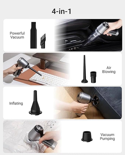 VIVIDUS Handheld Vacuum Cordless, 15000PA Car Vacuum Cleaner High Power, Small Vacuum Cleaner & Blower Portable, 4-in-1 Versatile Rechargeable Handheld Vacuum for Car, Home, Pet Hair Cleaning, White