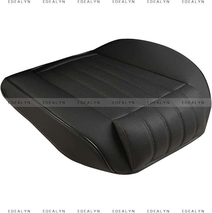 (1 PCS Car Seat Cover Width20.86 by deep 20.86 inches PU Leather Auto Bottom Seat Protector Cover with Comfort Leg Support Pillow Fit Most Front Driver Seat (Black with Leg Rest)