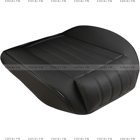 (1 PCS Car Seat Cover Width20.86 by deep 20.86 inches PU Leather Auto Bottom Seat Protector Cover with Comfort Leg Support Pillow Fit Most Front Driver Seat (Black with Leg Rest)
