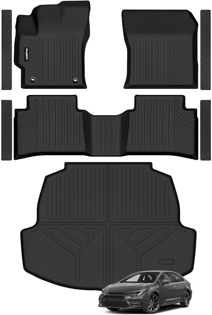 Floor Mats for Toyota Corolla 2020-2025 2026, Trunk Mat & Door Sill Guard All Weather TPE Protector for Toyota Corolla Accessories