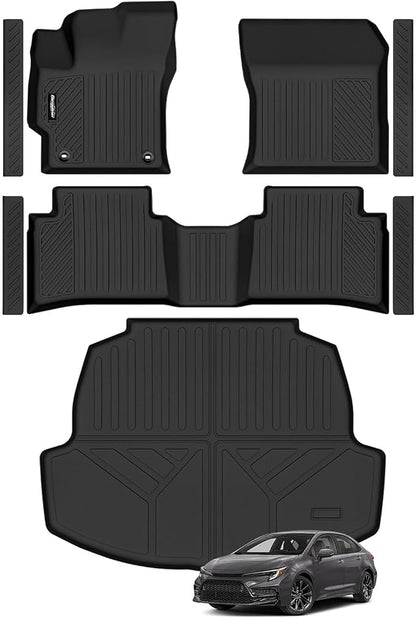Floor Mats for Toyota Corolla 2020-2025 2026, Trunk Mat & Door Sill Guard All Weather TPE Protector for Toyota Corolla Accessories
