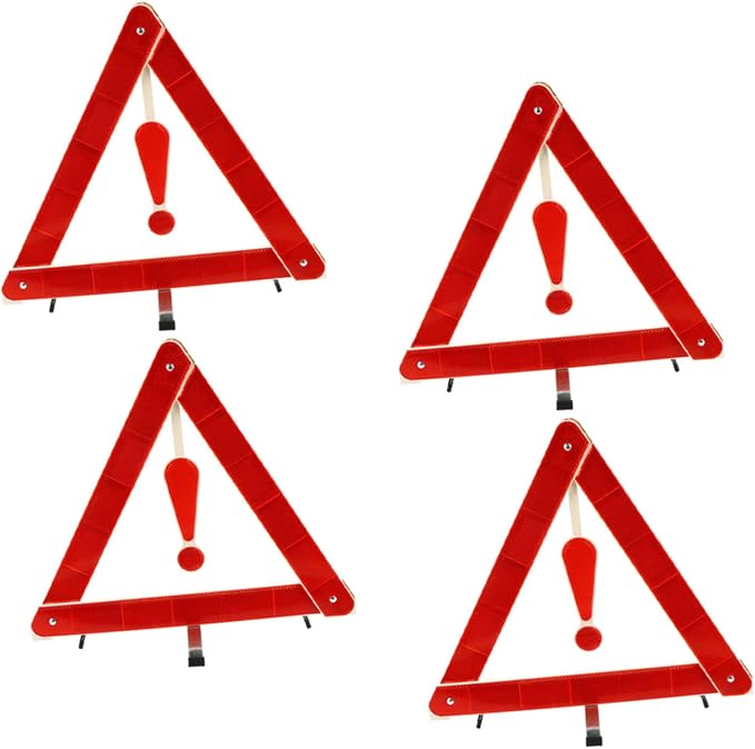4pcs Car Safety Triangle Roadside Car Kit Reflective Decals Emergency Warning Sign
