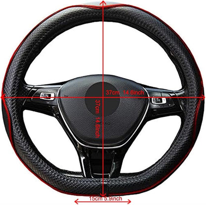 Mayco Bell Flat Bottom Steering Wheel Cover Anti-Slip,Safety,Soft,Breathable,Durable,Full Surround,Comfortable Grip Microfiber Leather (D-Shape,Black Red)