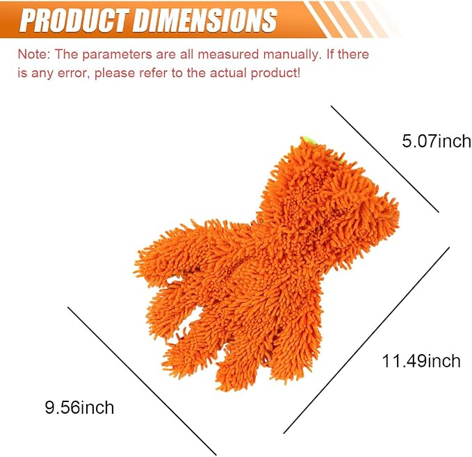 Craedli 2PCS Car Wash Mitts, Anti-Scratch Double Sided 5-Finger Microfiber Car Interior&Exterior Detailing Gloves, Soft Vehicle Chenille Dusting Mitt for Cleaning Wheel Tight Spot (Orange)