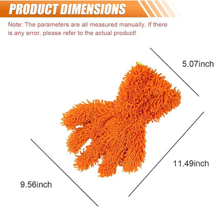 Craedli 2PCS Car Wash Mitts, Anti-Scratch Double Sided 5-Finger Microfiber Car Interior&Exterior Detailing Gloves, Soft Vehicle Chenille Dusting Mitt for Cleaning Wheel Tight Spot (Orange)