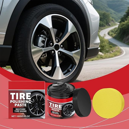 Car Tire Shine with Sponge,100g Tire Coating Paste,TirePolishing Paste,Wheel Shine Tir-e PolishingPaste,Long-Lasting Tir-e Dressing with Wet Gloss Look Finish for Car,Truck,Motorcycle, RV & More