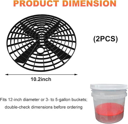 2 PCS Car Wash Bucket Inserts, Auto Detail Dirt Gaurd Buckets Filter Helps Remove Dirt Debris, Dirt Guard Insert Wash Filter Fits 12 Inch Diameter Bucket or 3-5 Gallon Buckets (Black+Red)